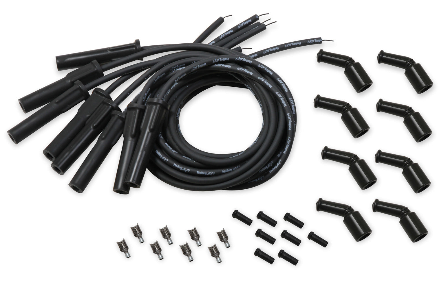 Holley 561-110 Spark Plug Wire Set for GM LS Series and Small Block Chevy with 8mm Spiral Core Conductors