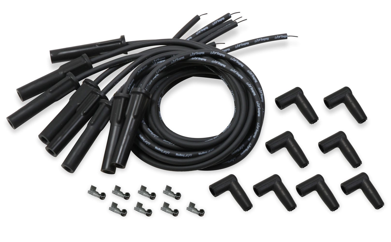Holley 561-113 Spark Plug Wire Set for GM LS Engines, 8.2 mm, Black, Cut-to-Fit, Straight and 90 Degree Boot