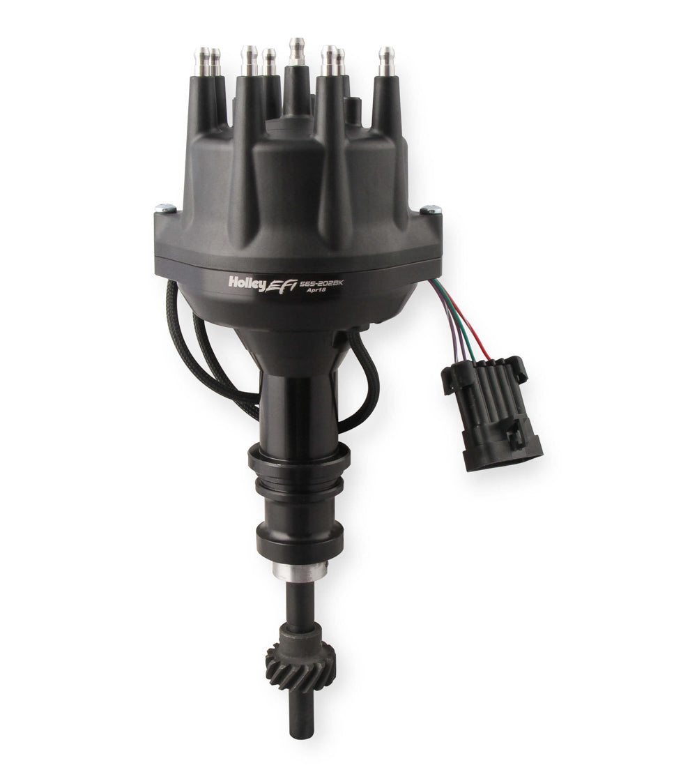 Holley 565-202BK SBF 302 EFI Dual Sync Distributor with Hall-Effect, Locked Advance, HEI Terminal, Black Housing and Cap
