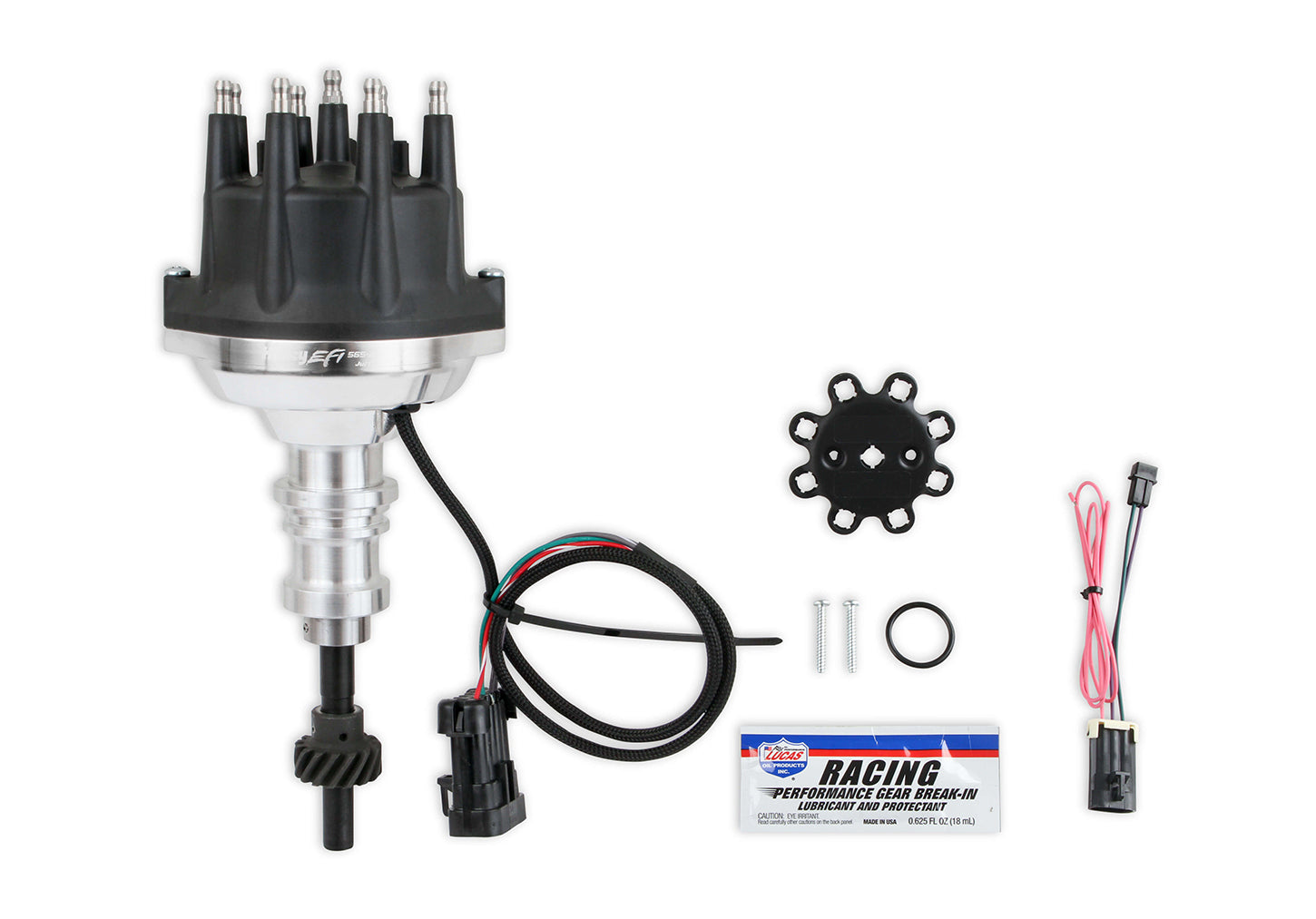 Holley 565-211 SBF 302 Distributor Dual Sync EFI Hall Effect HEI Style Terminal, Clear Anodized Finish