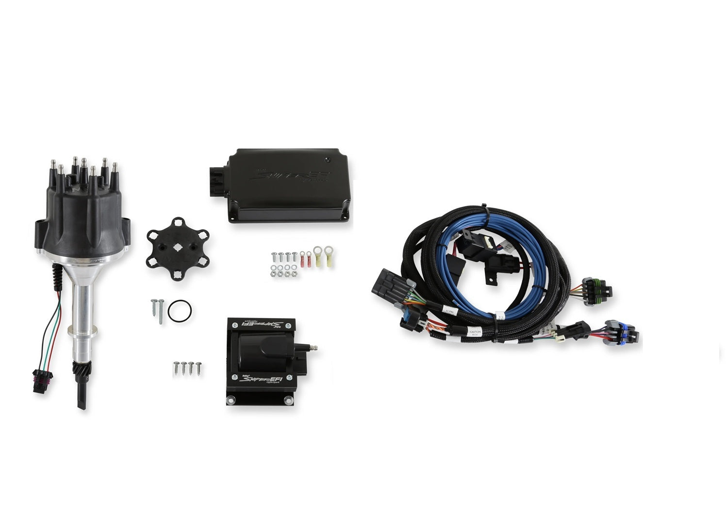 Holley Hyper Kit with Part Number 565-307K for Jeep 258 L6 Inline-6 EFI Hyperspark Distributor with Hall Effect Pickup and Aluminum Construction