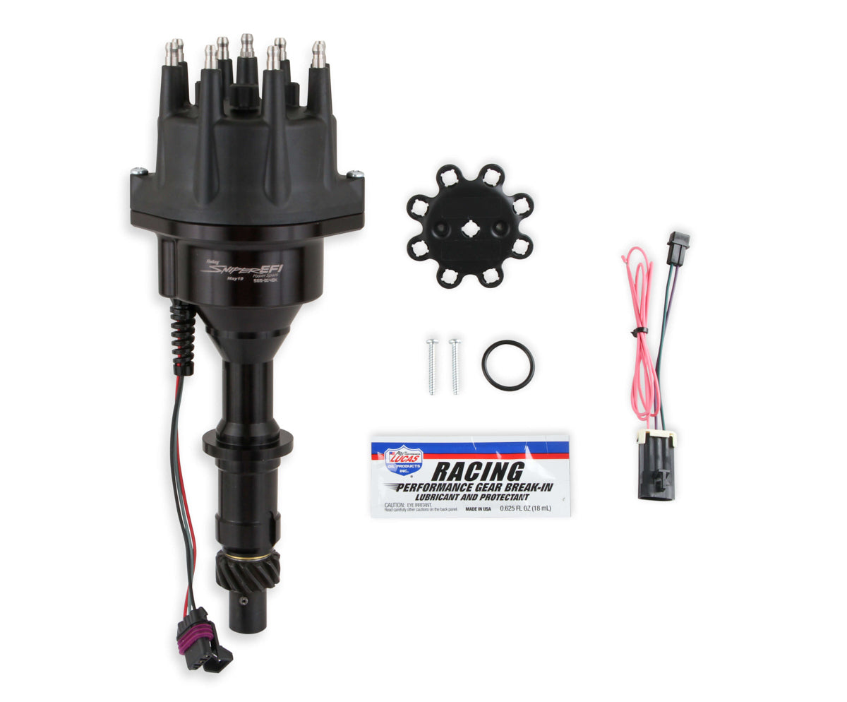 Holley 565-314BK EFI Distributor for Pontiac V8 with Hall-Effect Trigger, Locked Advance, Male Terminal, Aluminum Black Anodized