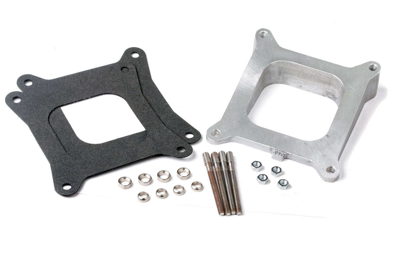 Holley 717-2 Carburetor Wedge Plate, 1.625 Inch Thickness, Open Square Bore, 12 Degree Angled, Aluminum Natural Finish