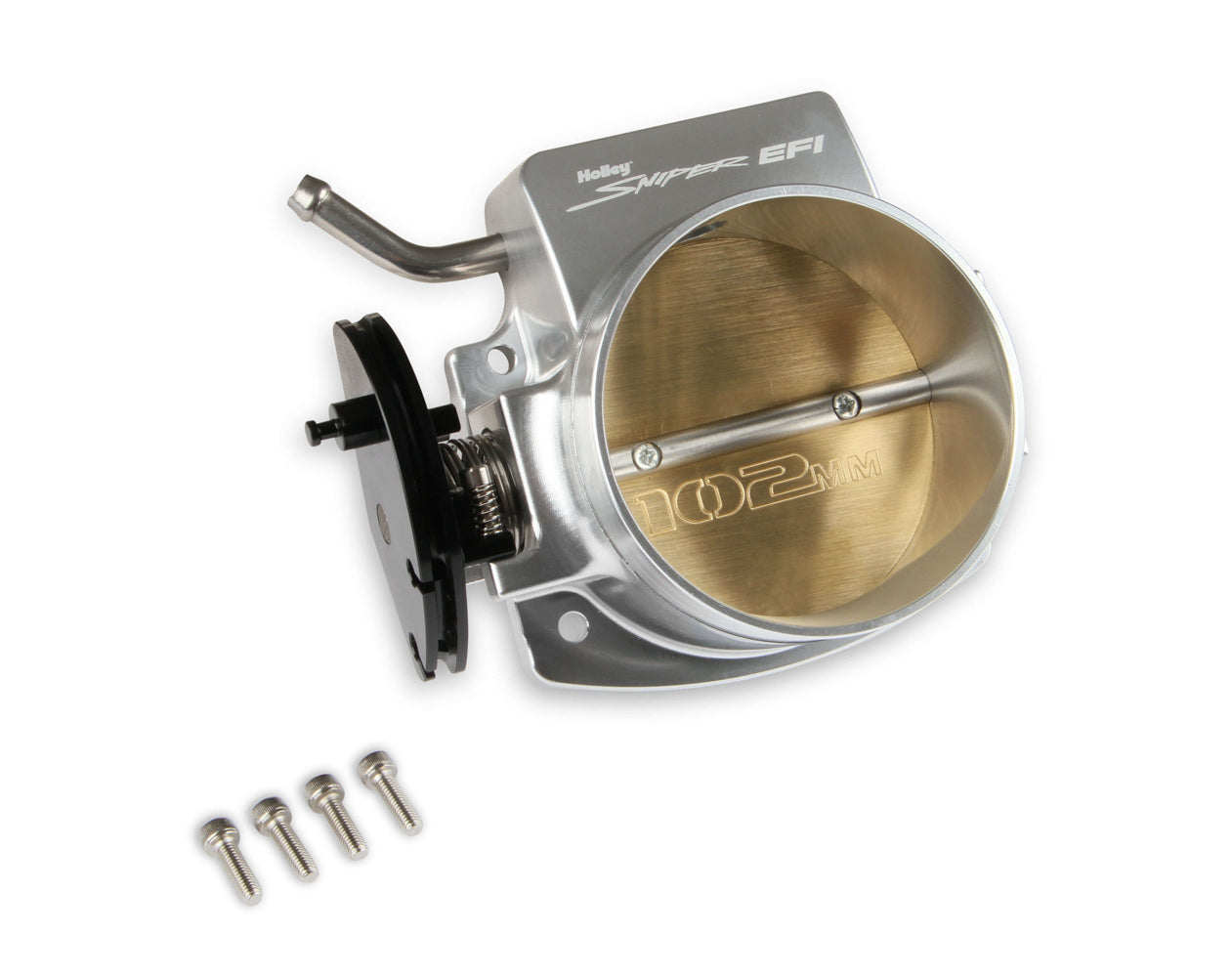 Holley 860002-1 Sniper EFI 102mm Single Blade Throttle Body for Small Block Chevy, Aluminum, Silver Anodized
