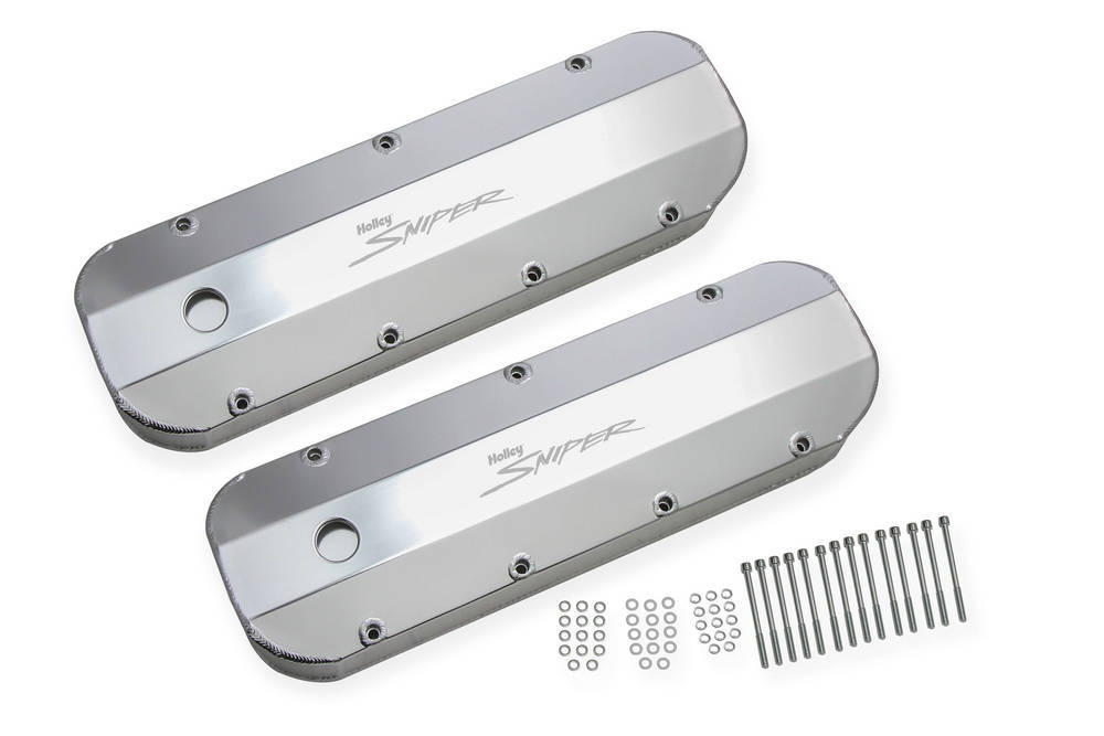 Holley 890002 Sniper Fabricated Tall Valve Covers for Big Block Chevy, Aluminum, Silver Anodized