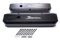 Holley 890003B Sniper Fabricated Valve Covers for Small Block Mopar, Tall Baffled Design with Breather Holes, Black Anodized Aluminum Pair
