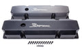 Holley 890005B Sniper Fabricated Valve Covers for Mopar B / RB-Series, Tall Baffled Design with Breather Holes and Logo, Black Aluminum