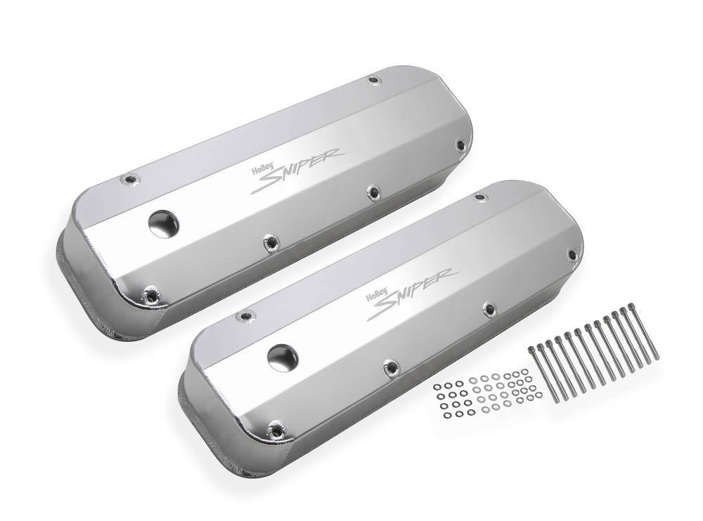Holley 890007 Sniper Fabricated Valve Covers for Ford Big Block 429/460 Tall with Baffled Design and Breather Holes