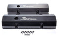 Holley 890010B Sniper Fabricated Valve Covers for Small Block Chevy, Tall Baffled Design with Breather Holes, Black Powder Coat
