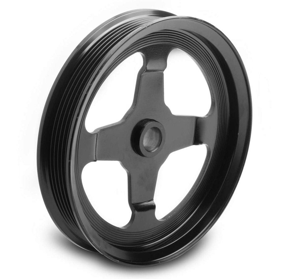 Holley Power Steering Pump Pulley GM LS-Series 6-Rib Serpentine Belt, 6.7 Inch Diameter, Steel with Black Powder Coat Finish