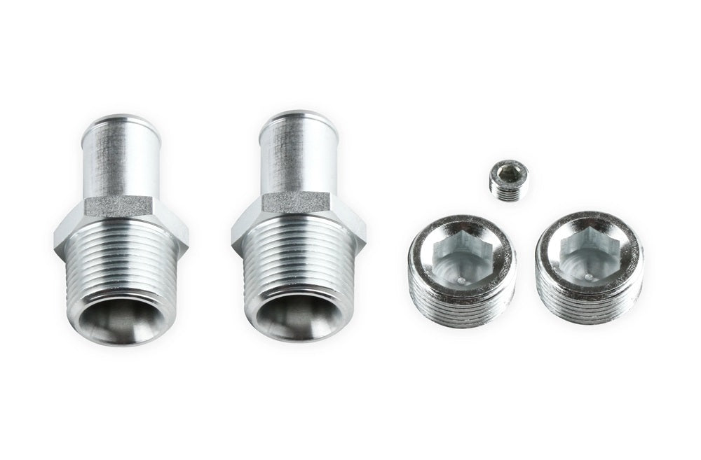 Holley 97-177 Cooling Manifold Fitting Kit for GM LS and LT Series Engines, Straight Steel Chrome