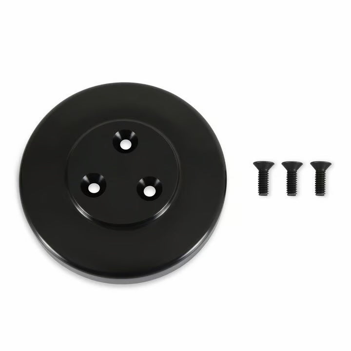 Holley 97-185 Air Conditioning Pulley Cover for Sanden SD7 Compressors, Aluminum, Black Anodized