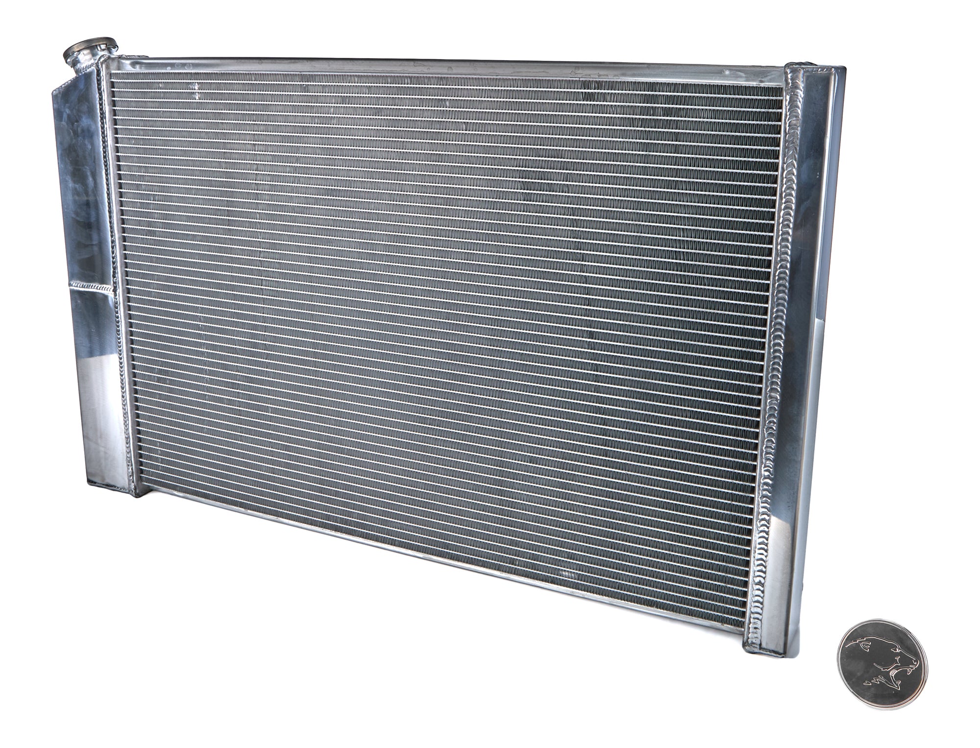 Holley FB305 Frostbite Aluminum Radiator for GM LS-Series Trucks, 33 Inches Wide, Passenger Side Inlet and Outlet, Natural Finish
