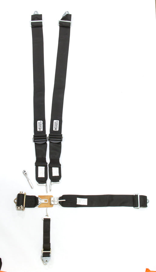 Hooker Harness 51010 5-Point Latch and Link Racing Harness with Ratchet Adjustment in Black