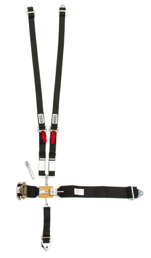 Hooker Harness 52100 5-Point Latch and Link Racing Harness with Ratchet Adjustment, Black