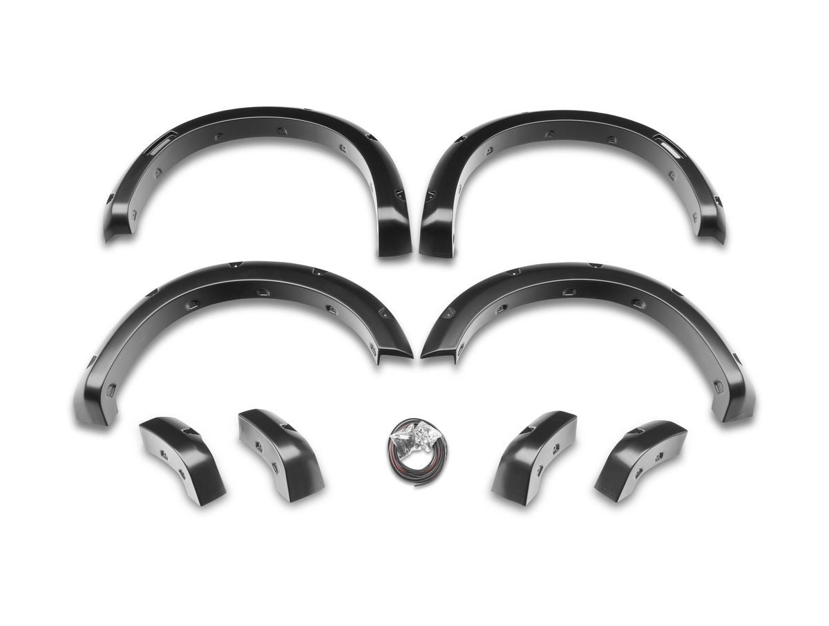 Husky Liners Pocket Style Fender Flares for GM Fullsize Trucks 2007-2014, Front and Rear, 2 Inch Wide, Black Plastic
