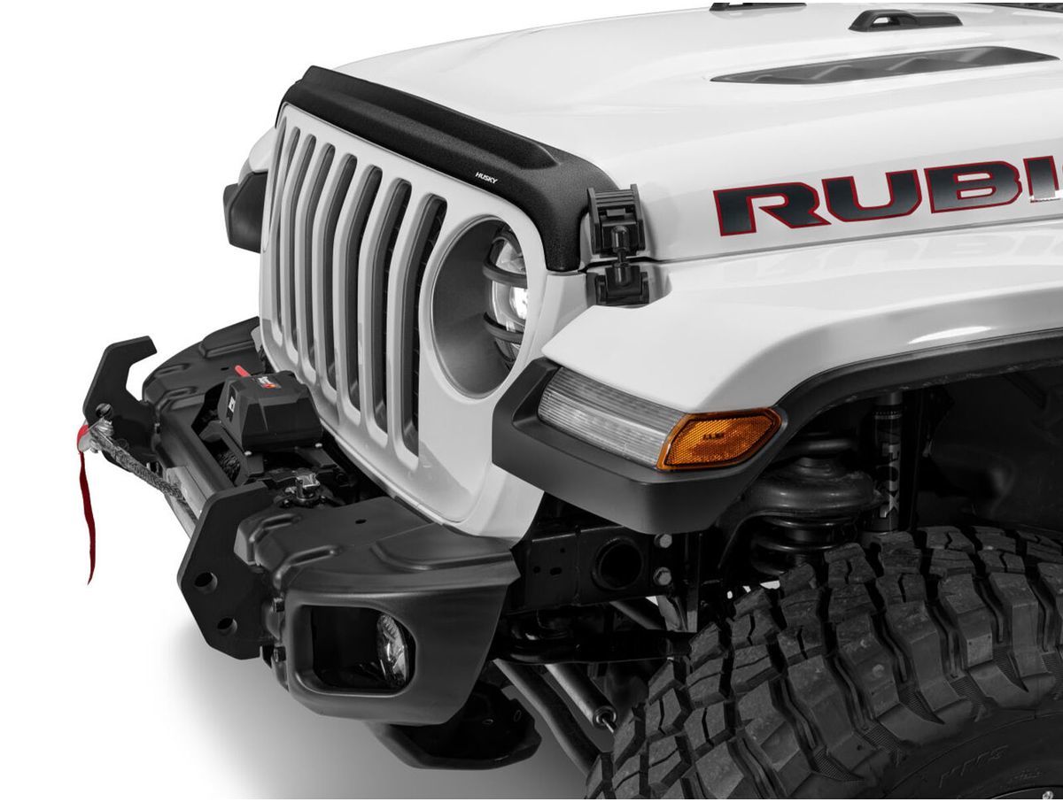 Husky Liners Aeroskin II Low Profile Bug Deflector for Jeep Gladiator and Wrangler JL, Black Plastic