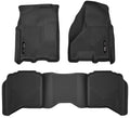 Husky Liners 53608 X-ACT Contour Floor Liners for Dodge Ram Crew Cab 2009-2018, Front and Second Row, Black Textured Plastic