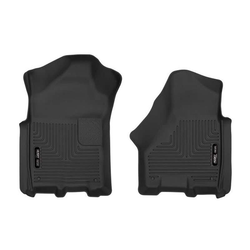 Husky Liners 54801 Dodge X-Act Contour Floor Liners for Ram Crew Cab and Mega Cab, Front Pair, Black Textured Plastic