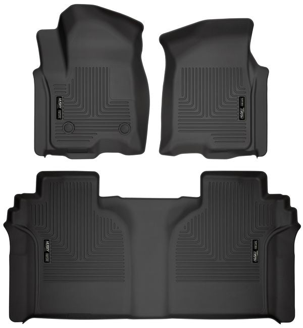 Husky Liners 94021 WeatherBeater Front and Second Row Floor Liners for GM Fullsize Trucks, Crew Cab, Black Textured Plastic