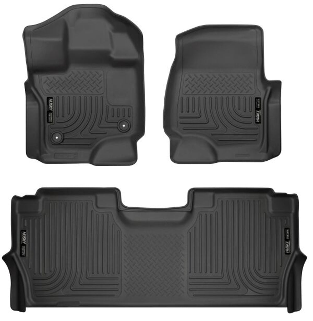 Husky Liners 94121 WeatherBeater Floor Liners for Ford Fullsize Vehicles, Front and Second Row, Black Textured Plastic