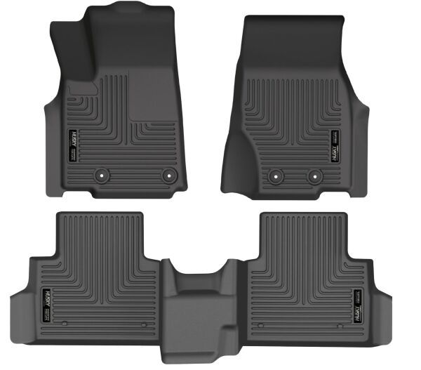 Husky Liners WeatherBeater Floor Liners for Jeep Grand Cherokee L 2021-2024, Front and Second Row, Black Textured Plastic