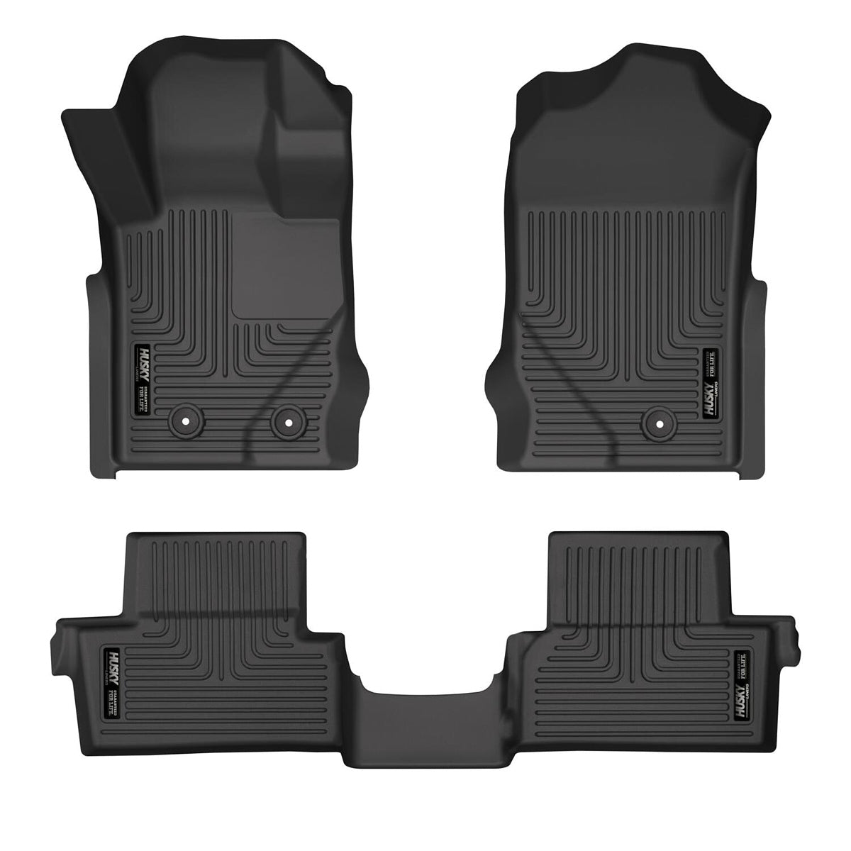 Husky Liners WeatherBeater Series Front and Second Row Floor Liners for Ford Midsize SUVs, 2021-2024, Black Textured Plastic