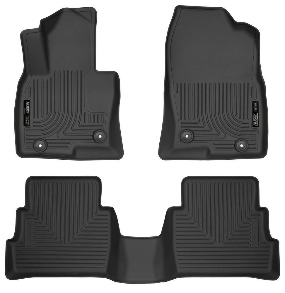 Husky Liners WeatherBeater Floor Liners for Mazda CX-5 2017-2024, Front and Second Row, Black Textured Plastic