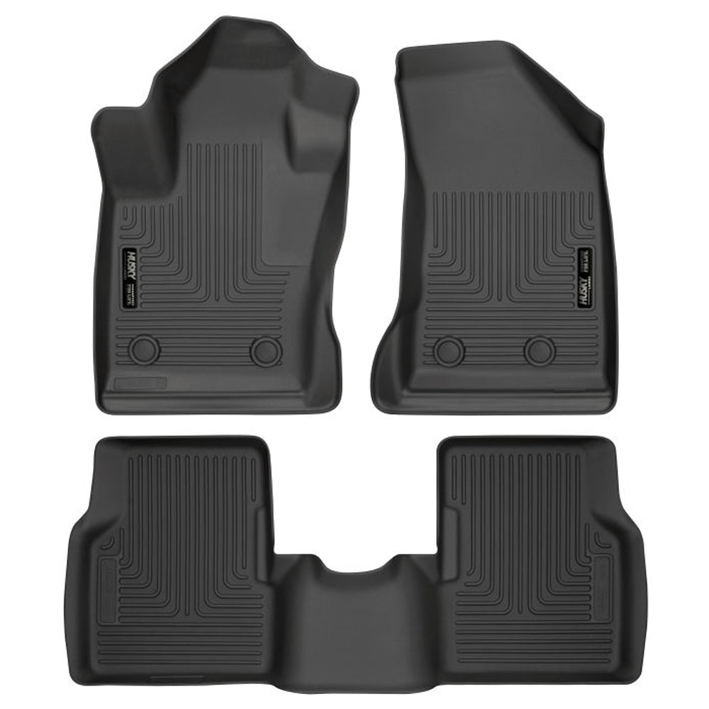 Husky Liners WeatherBeater Floor Liners for Jeep Compass 2017-2023, Front and Second Row, Black Textured Plastic
