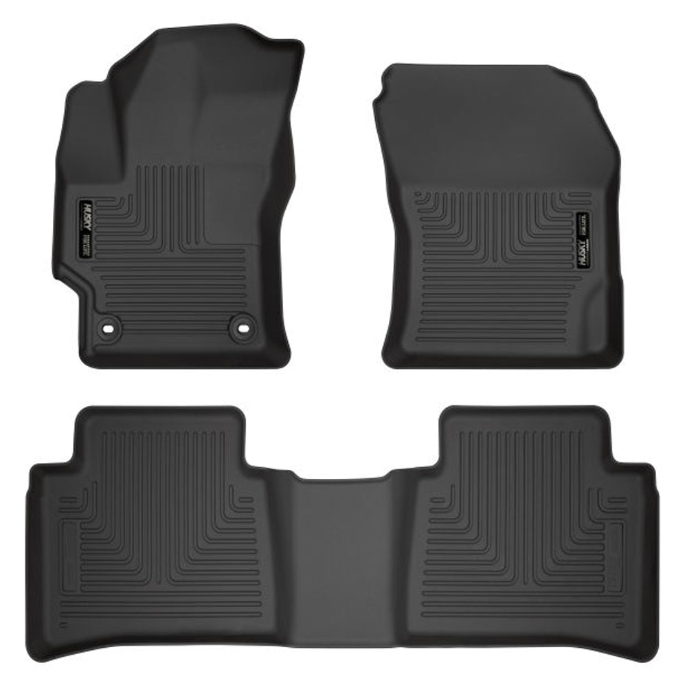 Husky Liners WeatherBeater Front and Second Row Floor Liners for Toyota MC Platform 2020-2024, Black Textured Plastic