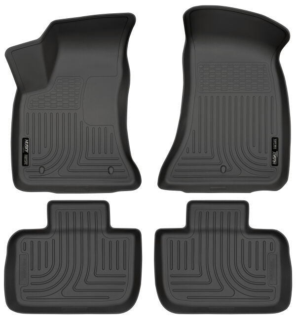 Husky Liners WeatherBeater Front and Second Row Floor Liners for Dodge Charger 2011-2023, Black Textured Plastic