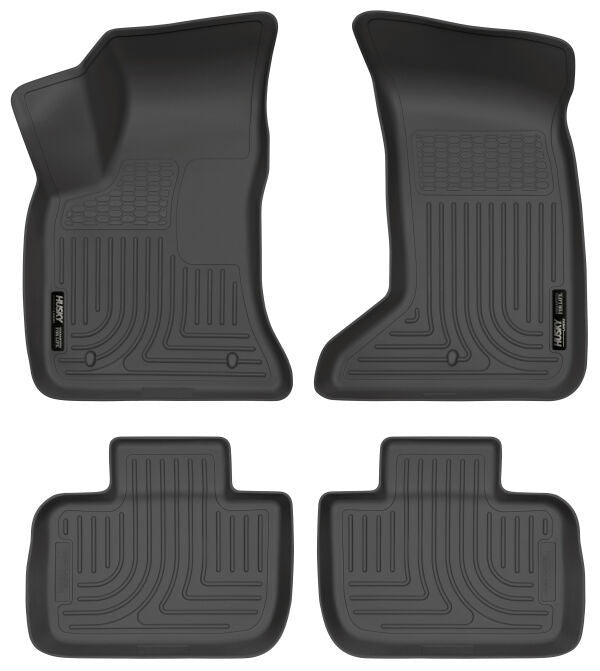 Husky Liners 98081 WeatherBeater Front and Second Row Floor Liners for Dodge Charger 2011-2023, Black Textured Plastic