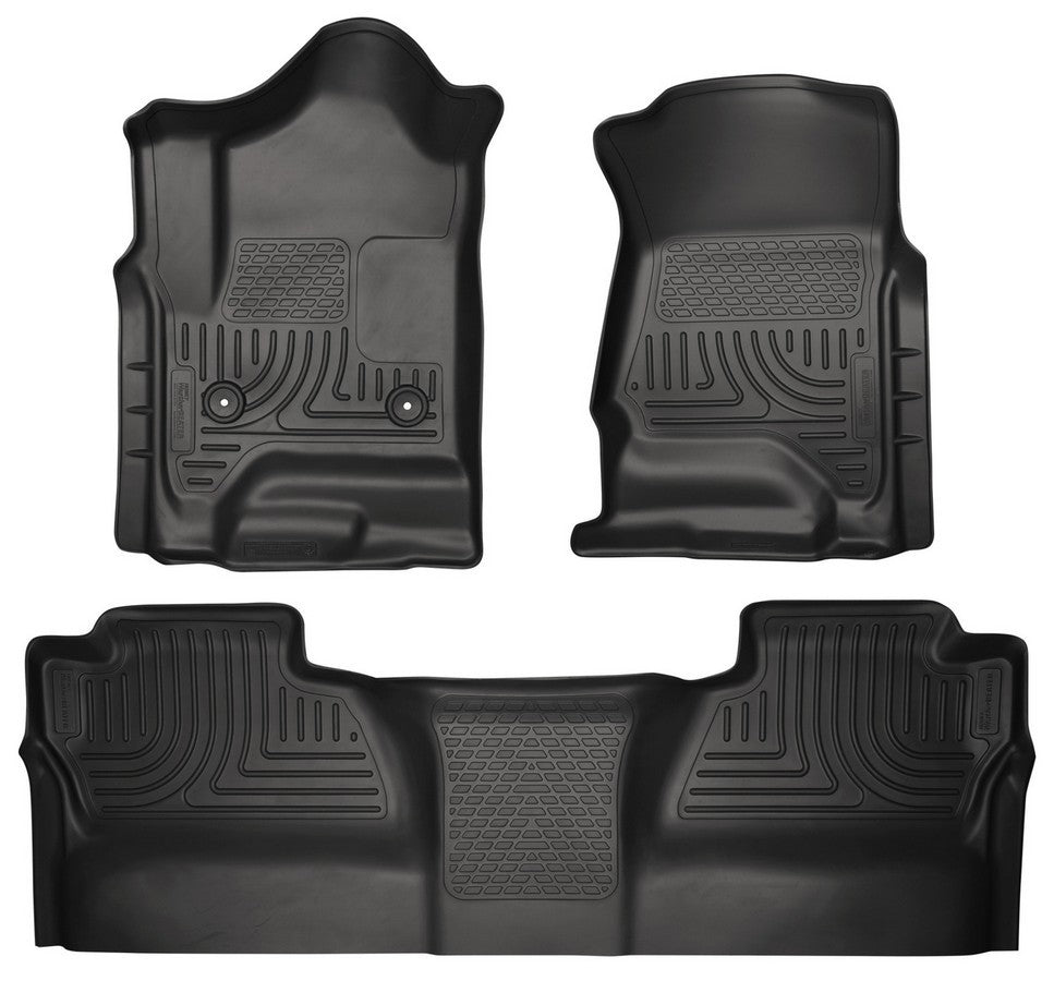 Husky Liners WeatherBeater Front and Second Row Floor Liners for GM 2500HD Crew Cab, Black Textured Plastic