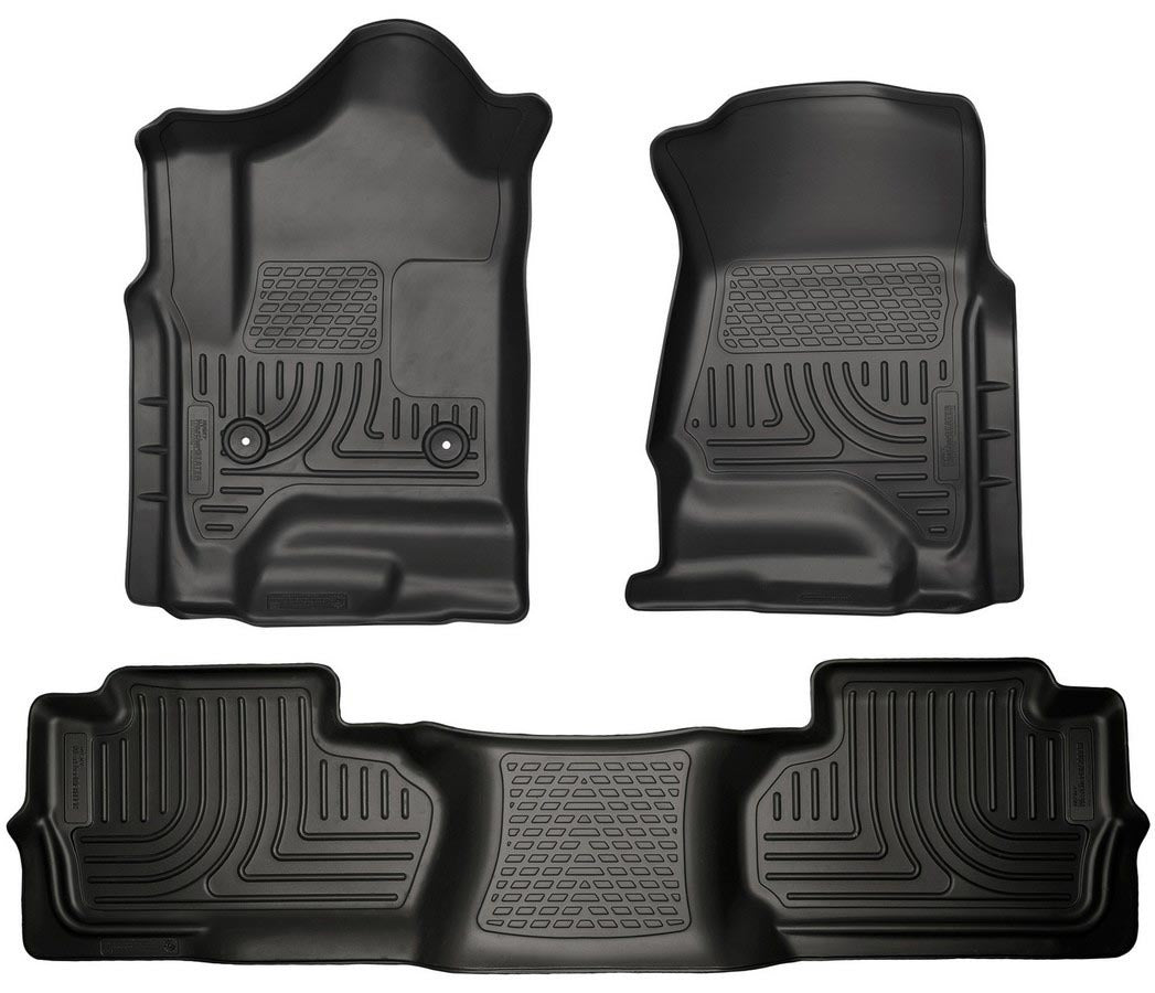 Husky Liners 98241 WeatherBeater Front and Second Row Floor Liners for GM 2500HD Double Cab, Black Textured Plastic