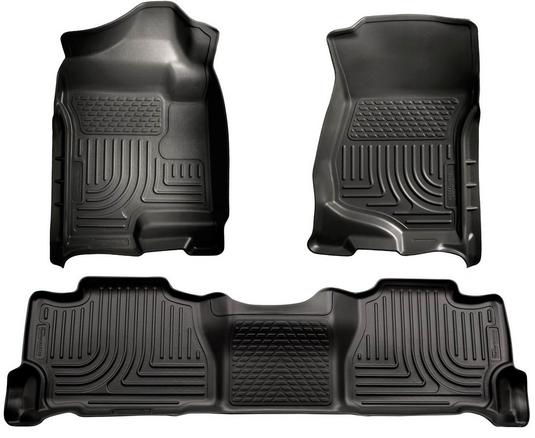 Husky Liners WeatherBeater Front and Second Row Floor Liners for GM 2007-2014 Tahoe, Black Textured Plastic