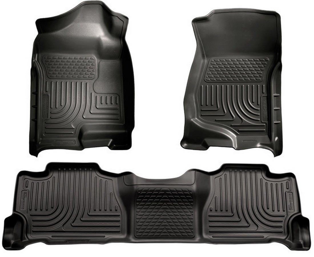 Husky Liners 98261 WeatherBeater Front and Second Row Floor Liners for Chevrolet Suburban 2007-2014, Black Textured Plastic