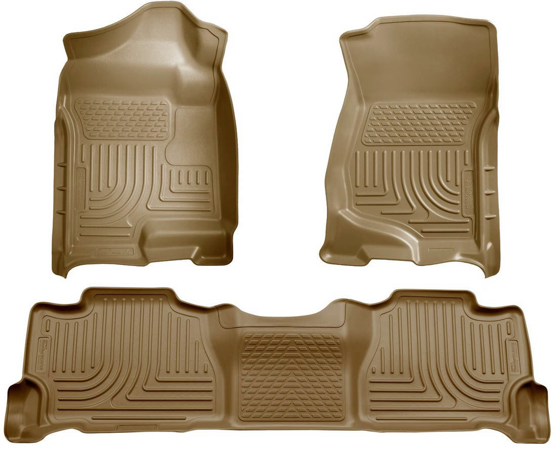 Husky Liners 98263 WeatherBeater Front and Second Row Floor Liners for Chevrolet Suburban 2007-2014, Tan Textured Plastic