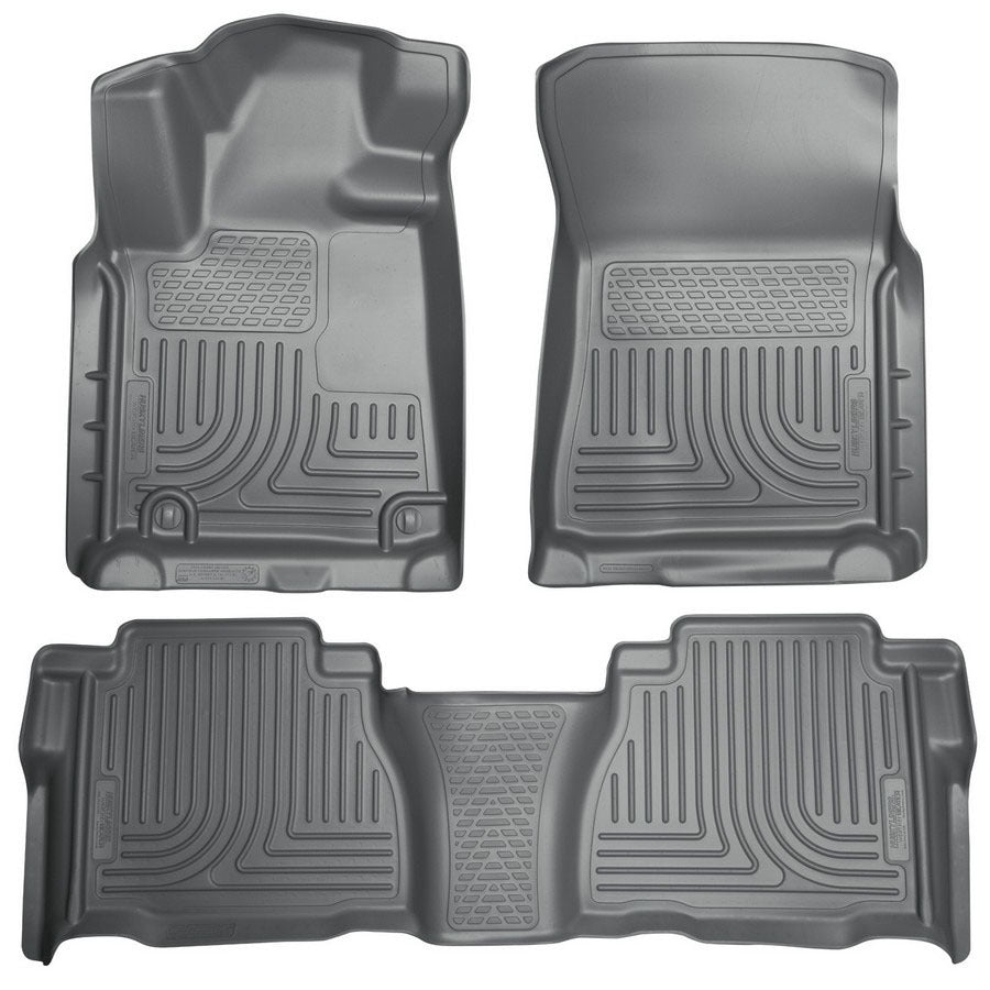 Husky Liners WeatherBeater Floor Liners for Toyota Tundra CrewMax 2010-2012, Front and Second Row, Gray Textured Plastic
