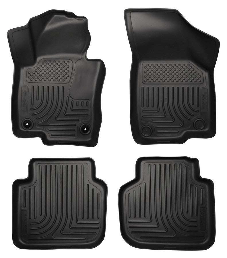 Husky Liners 98681 WeatherBeater Front and Second Row Floor Liners for Volkswagen Passat (2012-2015), Black Textured Plastic