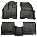 Husky Liners 98761 WeatherBeater Front and Second Row Floor Liners for Ford Explorer 2011-2014, Black Textured Plastic