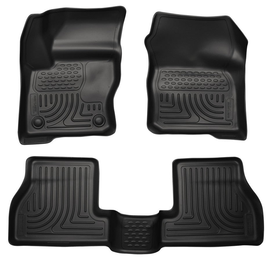 Husky Liners 98771 WeatherBeater Front and Second Row Floor Liners for Ford Focus (2012-2015), Black Textured Plastic