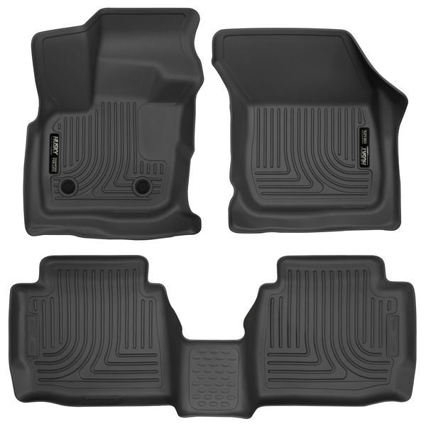 Husky Liners 98791 WeatherBeater Floor Liners for Front and Second Row, Black, Plastic, Textured Finish, for Ford Midsize Cars 2017-2018