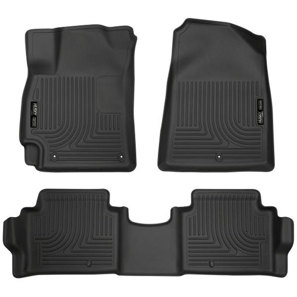 Husky Liners WeatherBeater Floor Liners for Hyundai Elantra 2017-2020, Front and Second Row, Black Textured Plastic