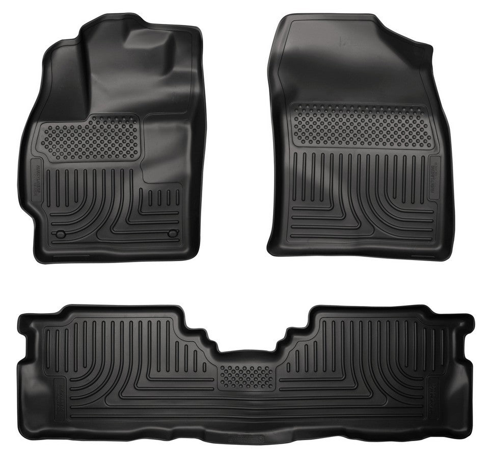 Husky Liners 98911 WeatherBeater Front and Second Row Floor Liners for Toyota Prius 2012-2015, Black Textured Plastic