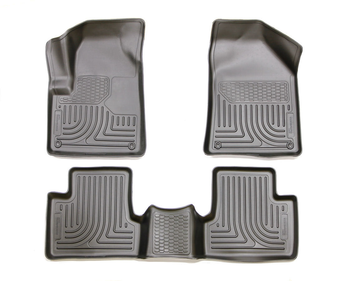 Husky Liners 99031 WeatherBeater Front and Second Row Floor Liners for Jeep Cherokee 2014-2015, Black Textured Plastic