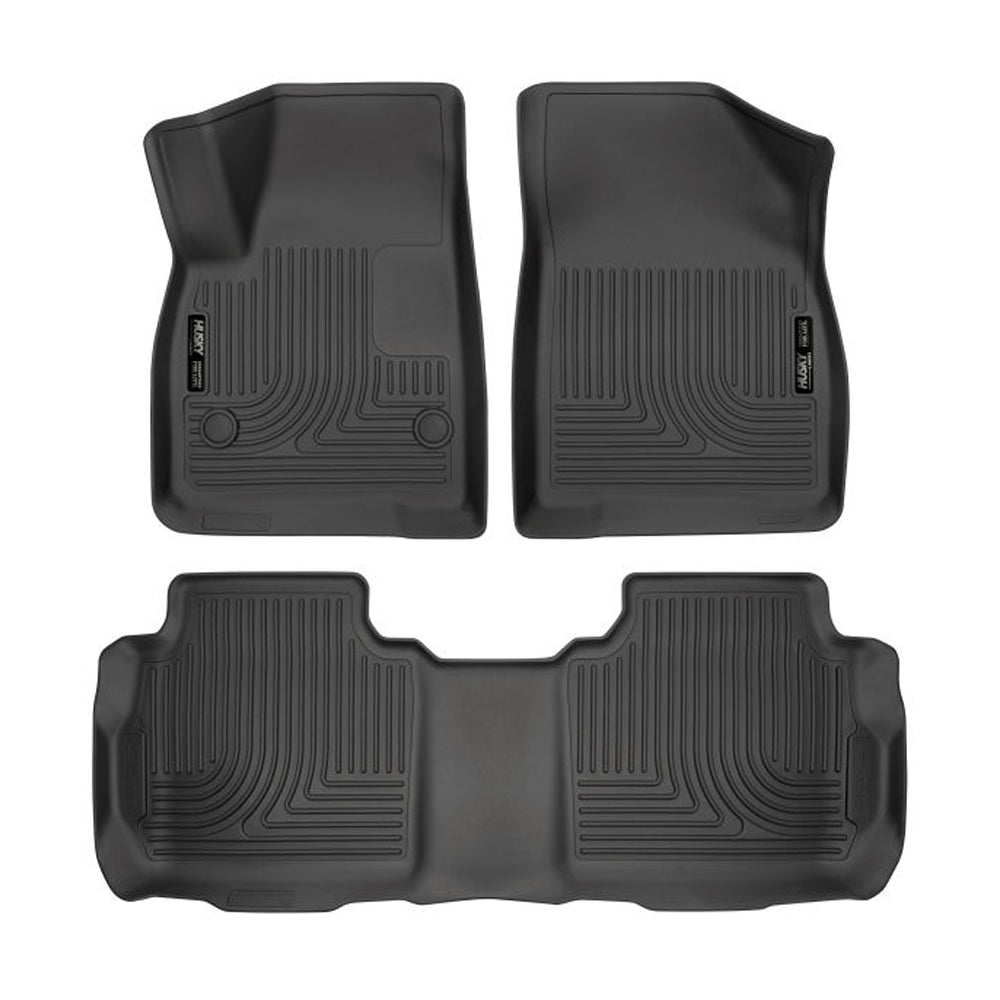Husky Liners WeatherBeater Front and Second Row Floor Liners for GM Midsize SUVs, Black Textured Plastic