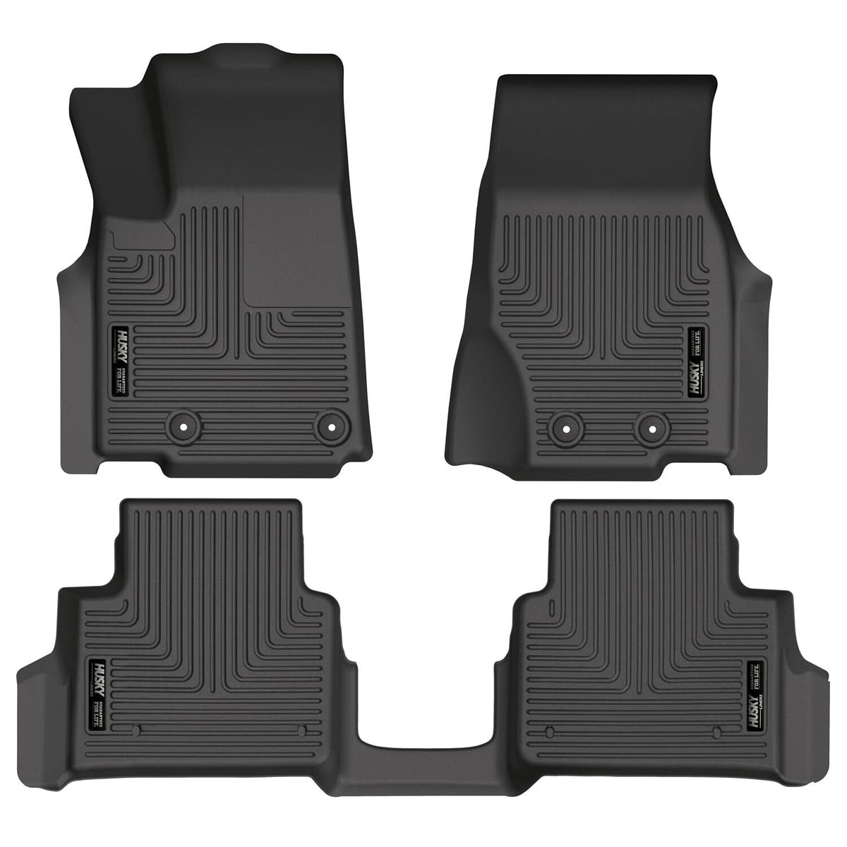 Husky Liners Weatherbeater Front and Second Row Floor Liners for Jeep Grand Cherokee L 2021-2024, Black Textured Plastic