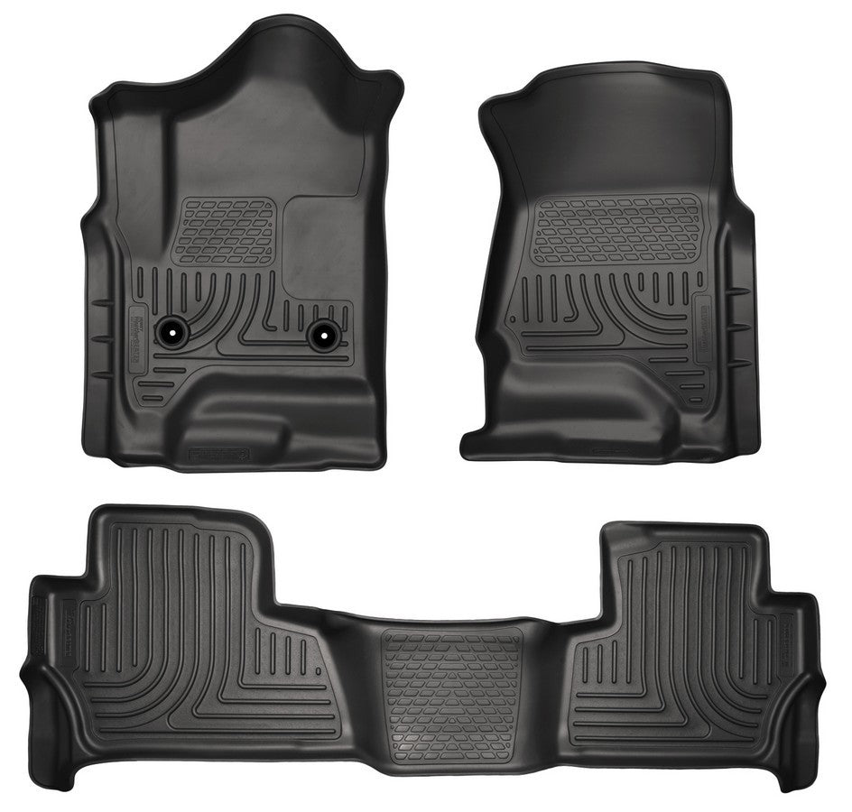 Husky Liners 99201 WeatherBeater Front and Second Row Floor Liners for Chevrolet Tahoe, Black Textured Plastic