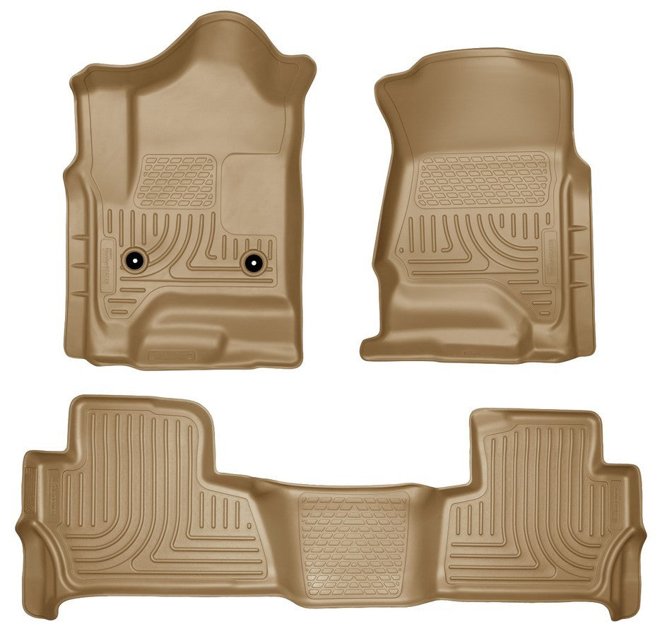 Husky Liners 99203 WeatherBeater Front and Second Row Floor Liners for Chevrolet Tahoe 2015 Tan