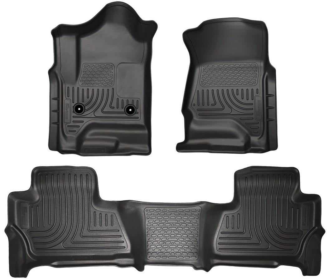 Husky Liners 99211 WeatherBeater Front and Second Row Floor Liners for GM Fullsize SUV 2015, Black Textured Plastic
